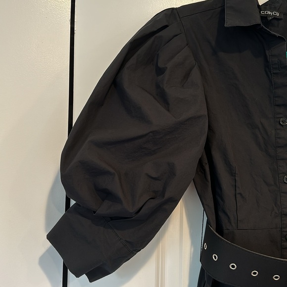 CQbyCQ Button down Black Maxi Dress Puff Sleeve with Belt - Picture 5 of 9